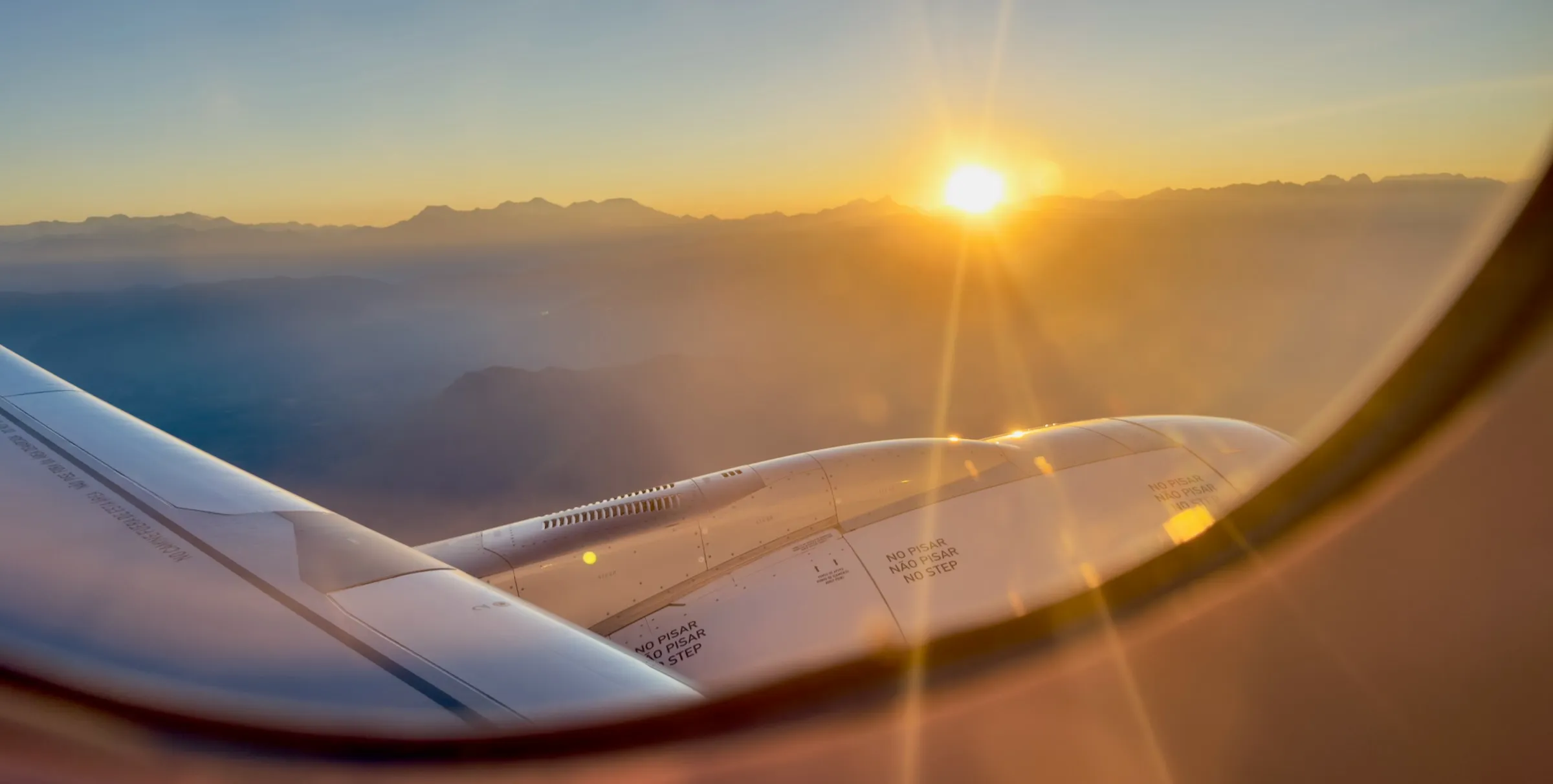 The Andes at sunset from the plane window, on the way to Patagonia