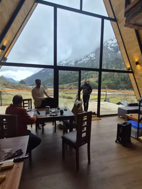 The living room and dining table